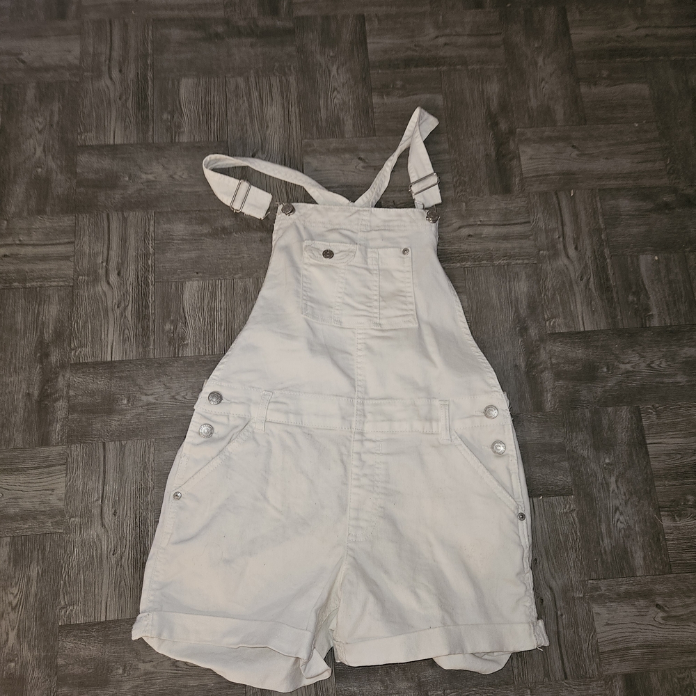 Chic White Short Overalls